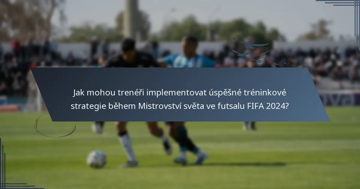 Jak mohou trenéři implementovat úspěšné tréninkové strategie během Mistrovství světa ve futsalu FIFA 2024?