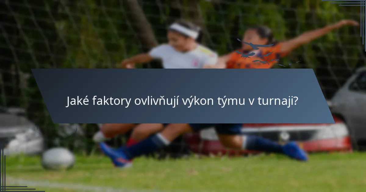 Jaké faktory ovlivňují výkon týmu v turnaji?